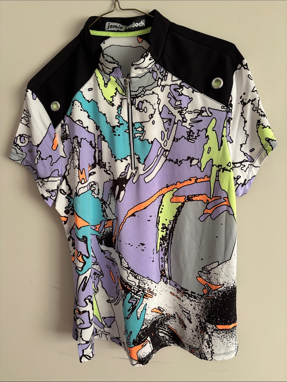 jamie sadock Multicolor Abstract Print Short Sleeve Golf Polo